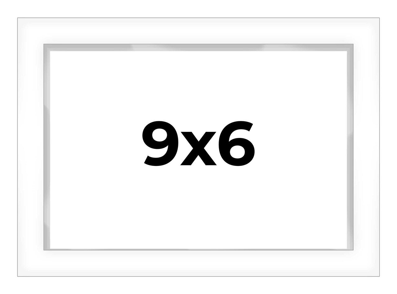 9x6 Shadow Box 3/4" Depth White Picture Frame - UV Acrylic, Backing, Hanging Hardware